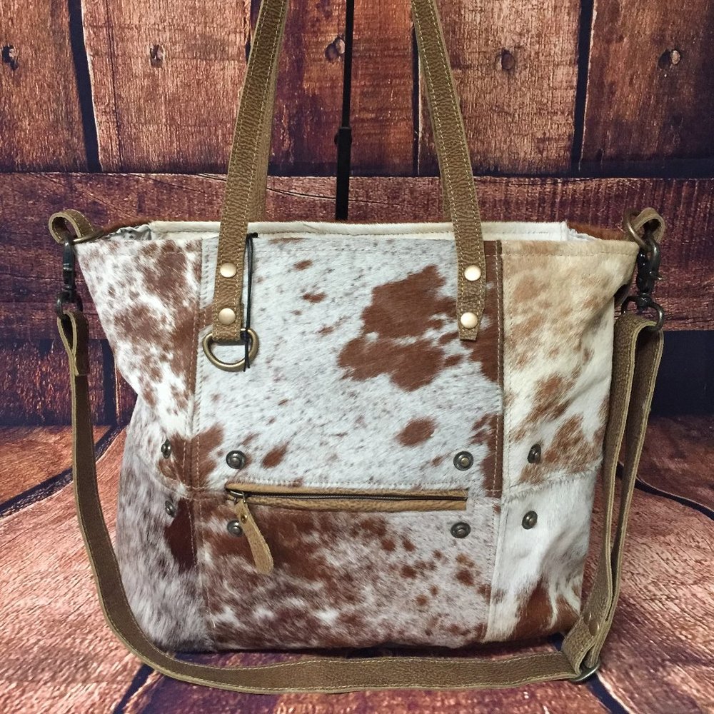 Myra Bag Hair on Tote Large Cross Body Bag Leather